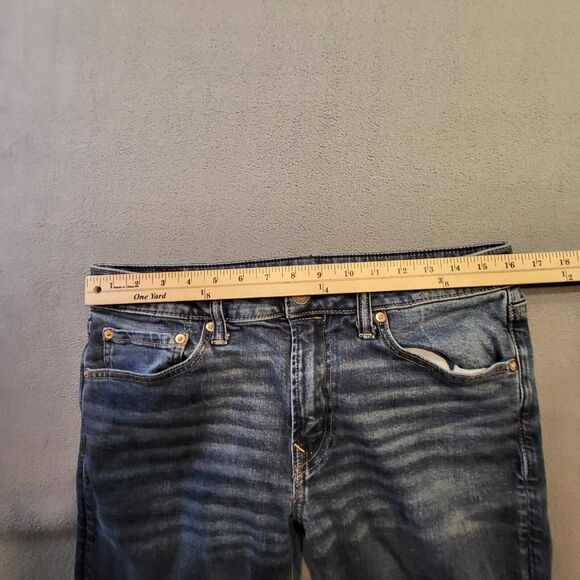 American Eagle Mens 32x29 Athletic Straight Air Flex Distressed Denim Jeans - Picture 8 of 10